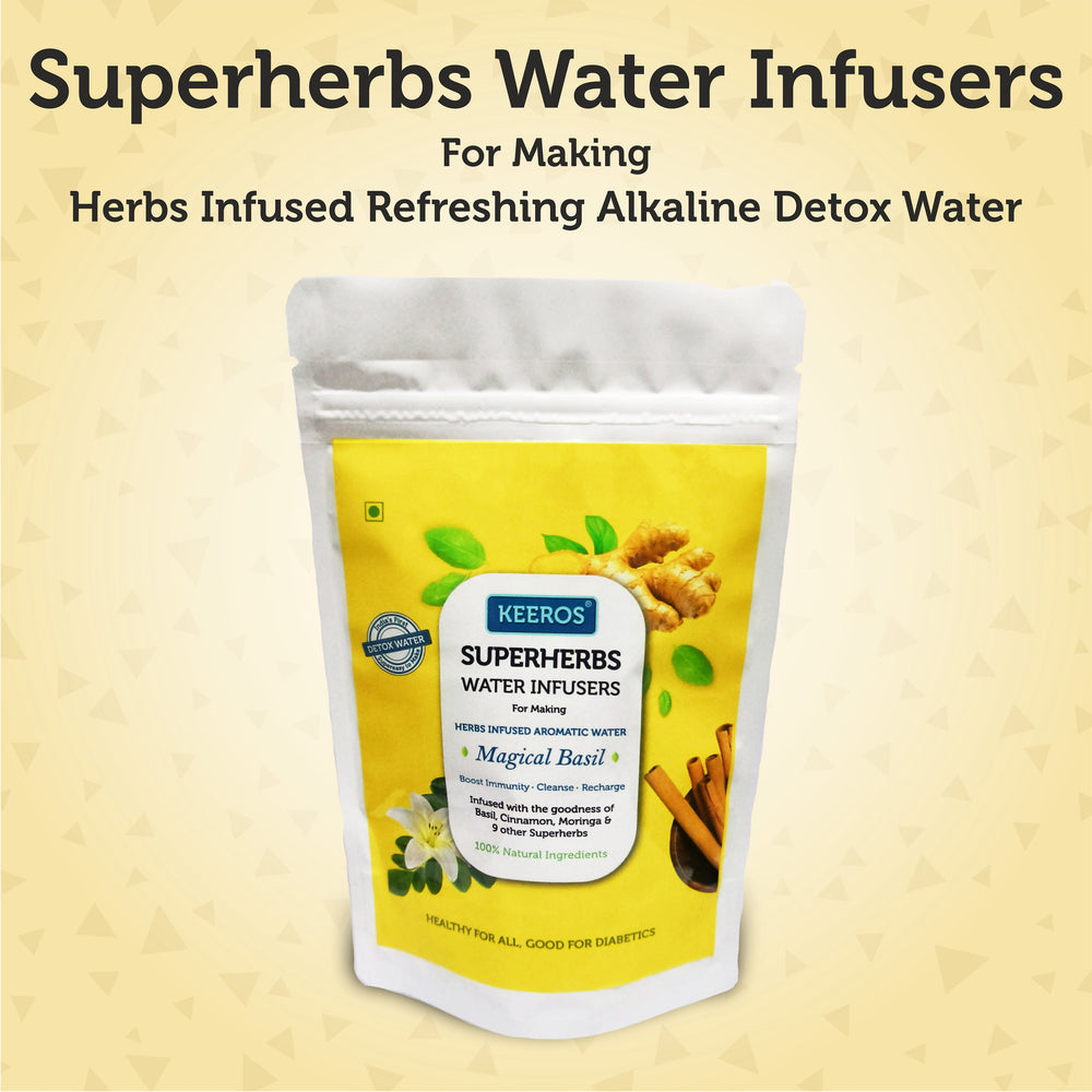 Keeros Superherbs Detox Water Infusers, for making herbs infused Refreshing Alkaline water | Helpful for Diabetics & Weight Watchers | Pack of 10 Infusers