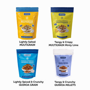 
                  
                    Load image into Gallery viewer, Keeros Super Snacks Combo of 4 varieties of Namkeens (savouries)| Healthy &amp;amp; Certified Diabetic Friendly |Tangy &amp;amp; Crunchy, Tasty &amp;amp; Nutritious | Daily Dose of Health with Fibre, Protein &amp;amp; Minerals| Nationwide Delivery, COD available
                  
                