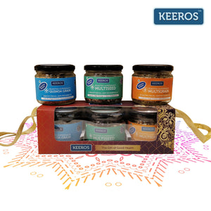 
                  
                    Load image into Gallery viewer, Keeros Healthy Gift Hamper for Birthday/Anniversary/Get Well Soon with Wishes Card |Variety of Sweet &amp;amp; Salted, Tasty &amp;amp; Nutritious Roasted Super Snacks in Beautiful Glass Jars Packed in a Premium Gift Hamper
                  
                