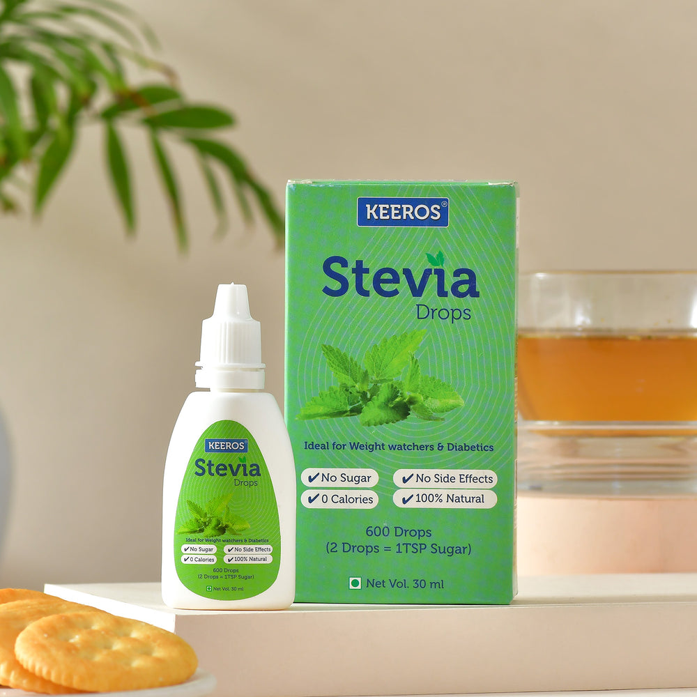 Keeros Stevia Drops Liquid Sweetener- 100% Natural Extract of Stevia Leaves | Zero Calories, Zero GI Sugar Substitute | Ideal for Diabetics & Weight Loss | Best Sugar Free Stevia Liquid Drops