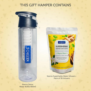 
                  
                    Load image into Gallery viewer, Keeros Healthy Diwali Gift Hamper: Detox Water Bottle and Superherbs Infuser Bundle with Diwali Card| Perfect Diwali Gifts for Friends &amp;amp; Family in a Premium Box
                  
                