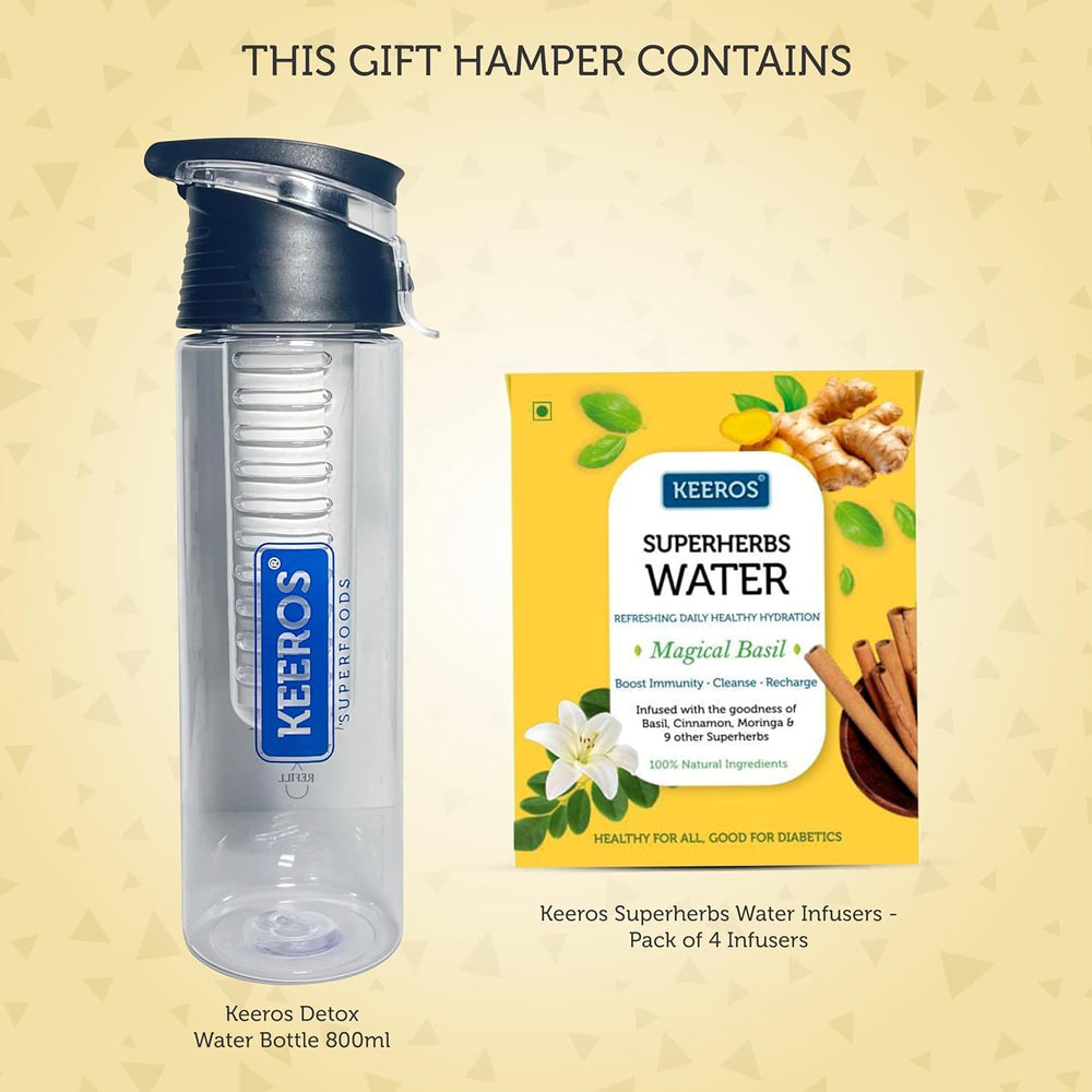 
                  
                    Load image into Gallery viewer, Keeros Healthy Bhai Dooj Gift Items: Detox Water Bottle and Superherbs Infuser Bundle | Perfect Bhai Dooj Gifts for Family &amp;amp; Friends in a Premium Box
                  
                