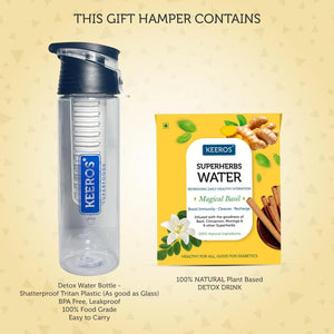 
                  
                    Load image into Gallery viewer, Keeros Healthy Bhai Dooj Gift Items: Detox Water Bottle and Superherbs Infuser Bundle | Perfect Bhai Dooj Gifts for Family &amp;amp; Friends in a Premium Box
                  
                