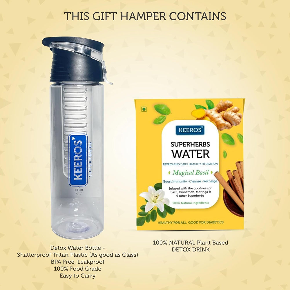 
                  
                    Load image into Gallery viewer, Keeros Healthy Diwali Gift Items: Detox Water Bottle and Superherbs Infuser Bundle | Perfect Diwali Gifts for Family &amp;amp; Friends in a Premium Box
                  
                