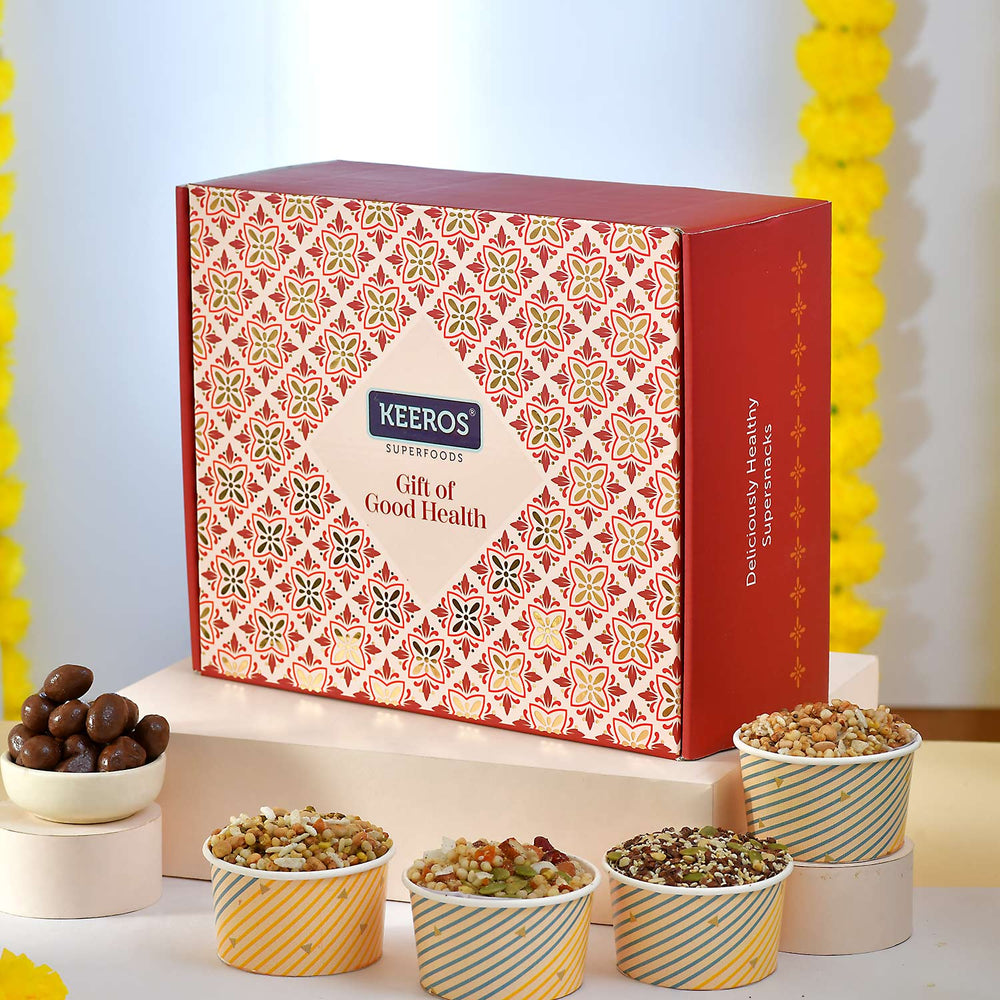 Healthy Holi Gift Hamper | Combo of Sweet & Salted, Tasty & Nutritious Snacks in Refill Packs in a Premium Gift Hamper for Holi