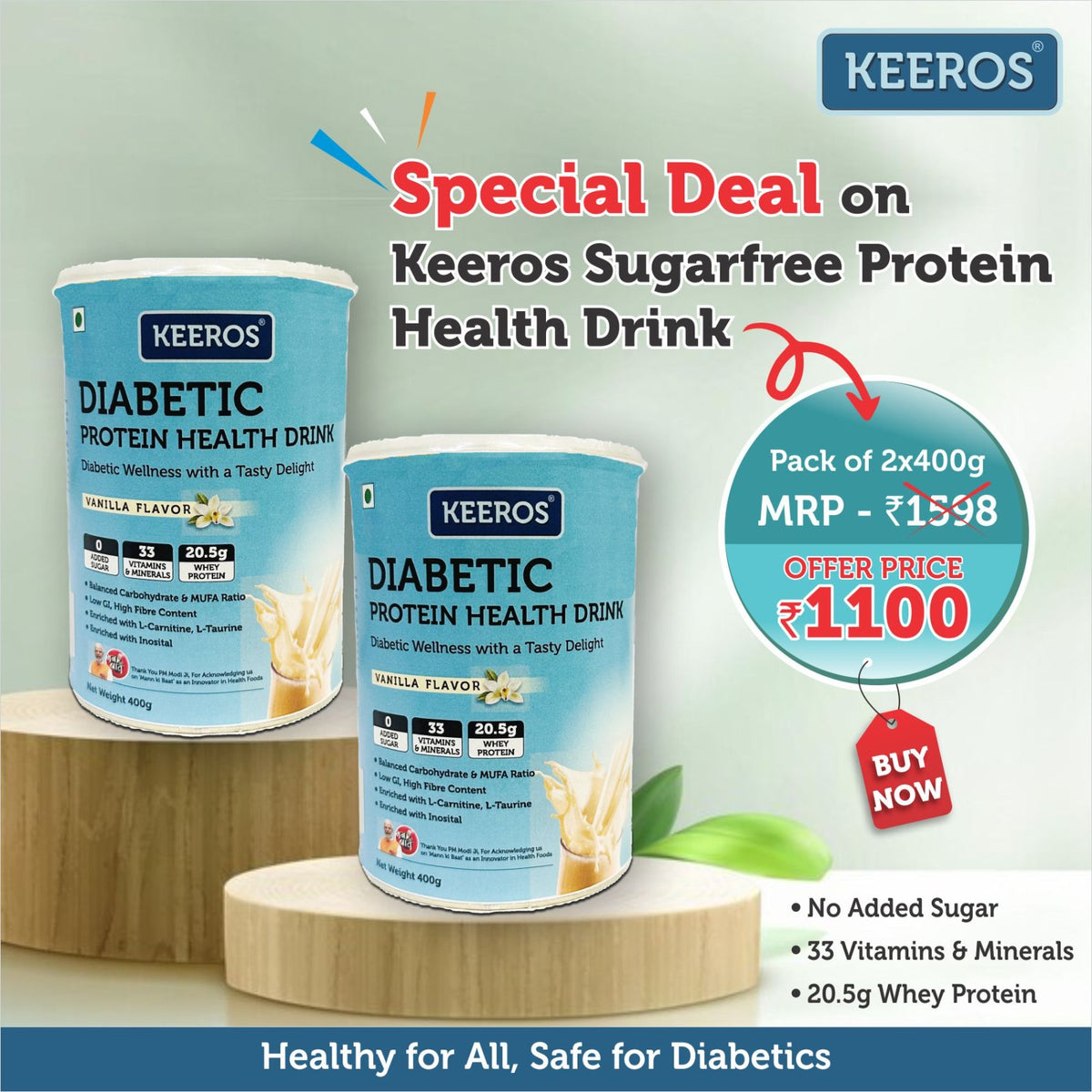 Summer Special Deal on Keeros Diabetic Protein Health Drink 400g - Van ...