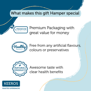 
                  
                    Load image into Gallery viewer, Keeros Healthy Diwali Gift Hamper with Card : Combo of Sweet &amp;amp; Salted, Tasty &amp;amp; Nutritious Super Snacks in Glass Jars Packed in a Premium Gift Box
                  
                