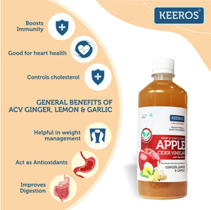 
                  
                    Load image into Gallery viewer, Keeros Apple Cider Vinegar for Diabetics &amp;amp; Weight Watchers | Infused with Ginger, Lemon &amp;amp; Garlic | 100% Natural, Pure, Raw, Unfiltered with Mother Vinegar | No Added Sugar | Pack of 2x500ml
                  
                