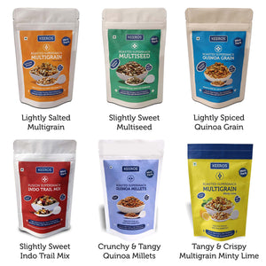 
                  
                    Load image into Gallery viewer, Healthy &amp;amp; Diabetic Friendly Super Snacks Combo of 6 Varieties x 3 small packs of each | Sweet &amp;amp; Salted, Tasty &amp;amp; Nutritious
                  
                