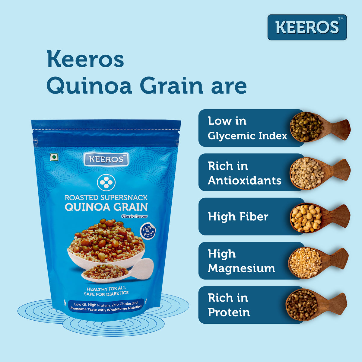 Keeros Quinoa Grain Roasted & Healthy Snacks for Weight Loss | Gluten ...